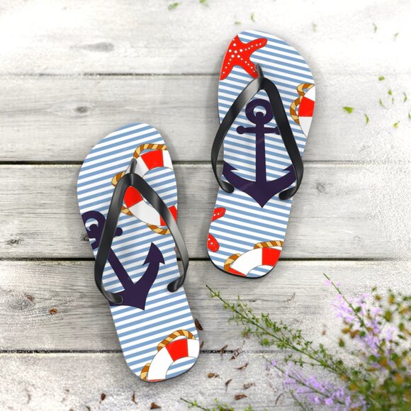 Marine pattern flip flops ( breezyglow.etsy.com ) - Picture 1 of 2